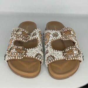*Like New House of Harlow 1960 beaded slide sandals size 7.5